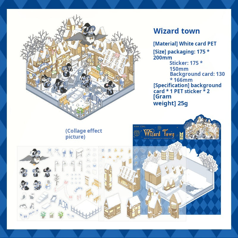 0526 Magic Cat Scene PET Sticker -2Pcs each pack