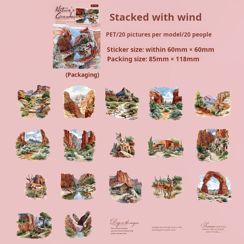 1028 Picturesque mountains and rivers PET sticker -20Pcs each pack