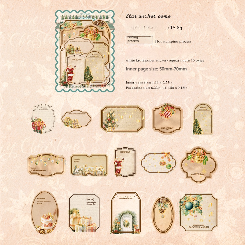 0815 Christmas labels Solid Sticker -30Pcs each pack