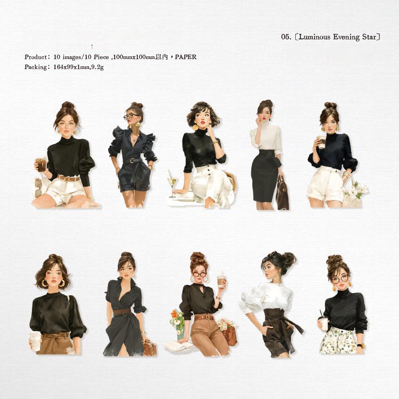 0803 Fashion Girl Solid Sticker -10Pcs each pack