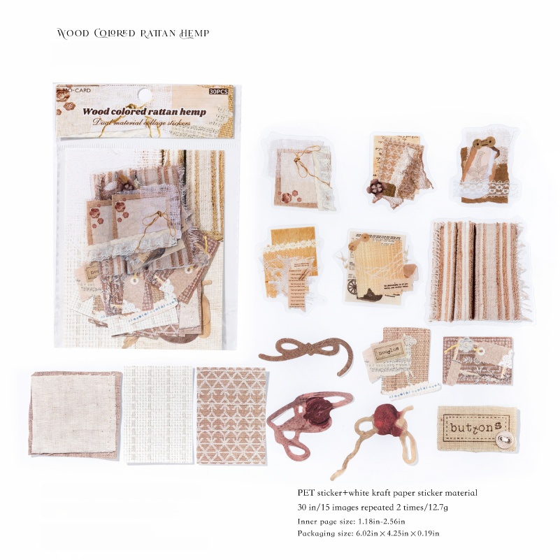 0719 Collage PET & Solid sticker -30Pcs each pack