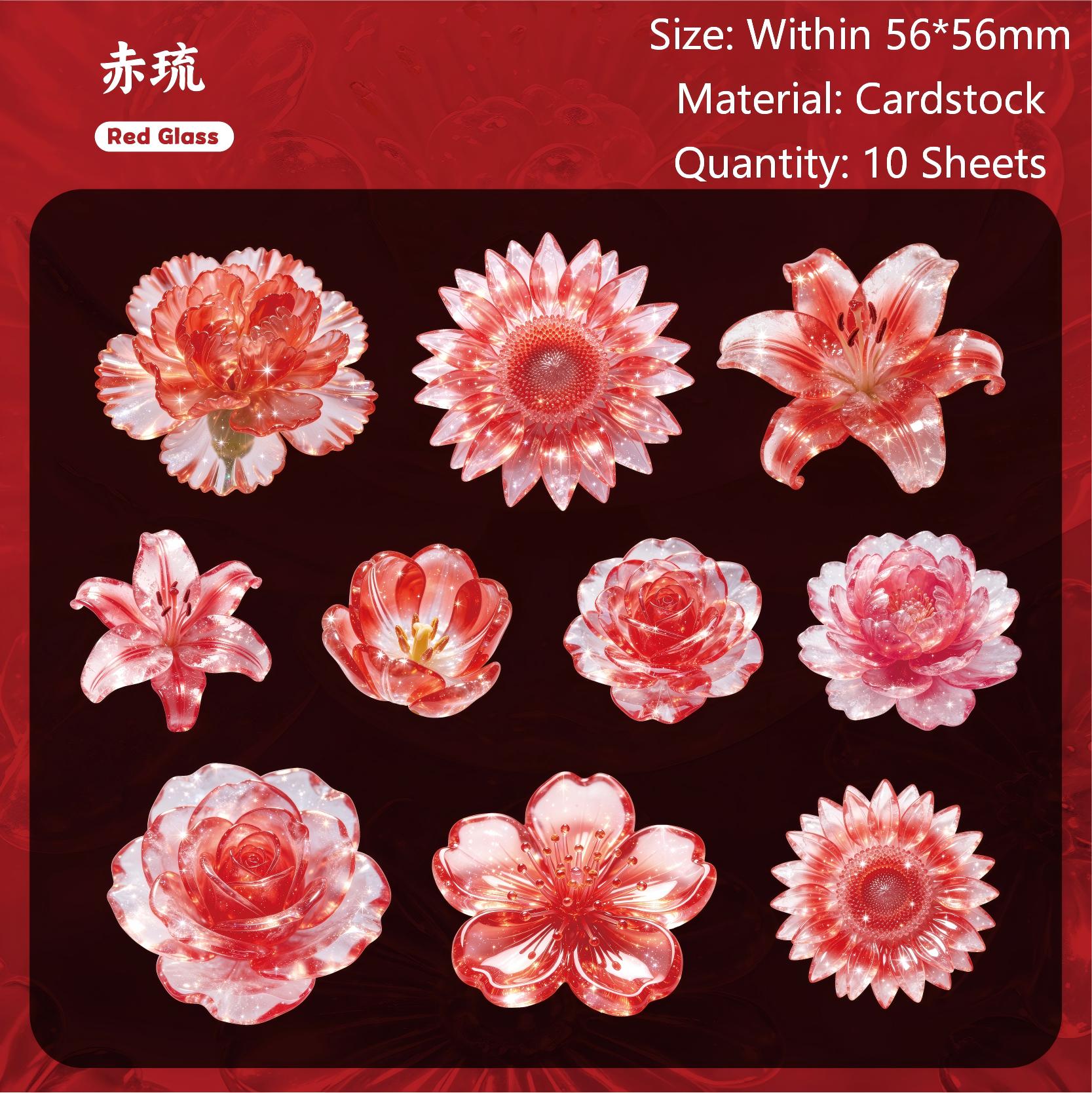 Glassy Flower Epistles Cardstock Stickers -10Pcs each pack