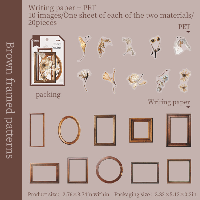 1115 Picture frames and dried flowers sticker -20Pcs each pack