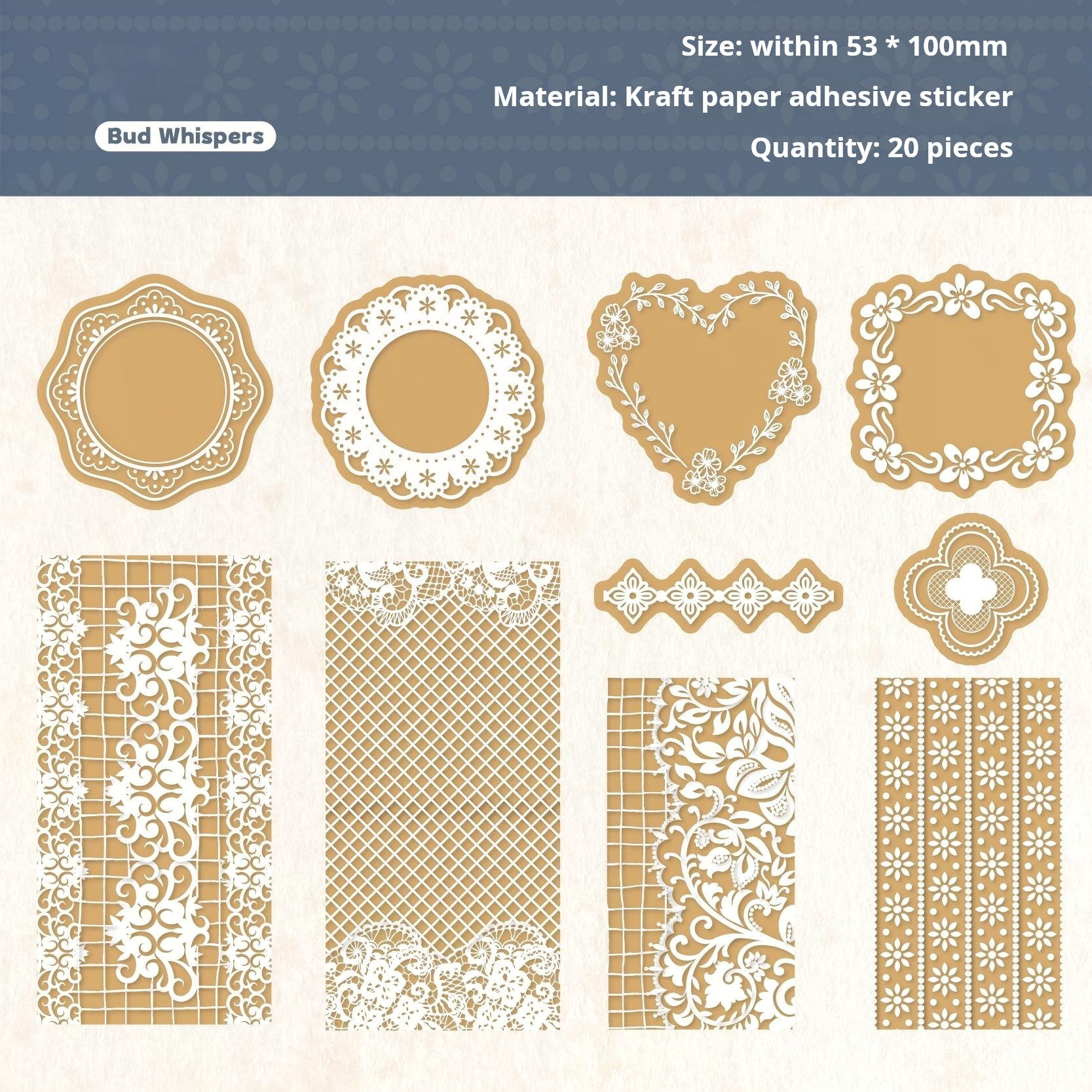 1011 Vintage Solid sticker -20Pcs each pack