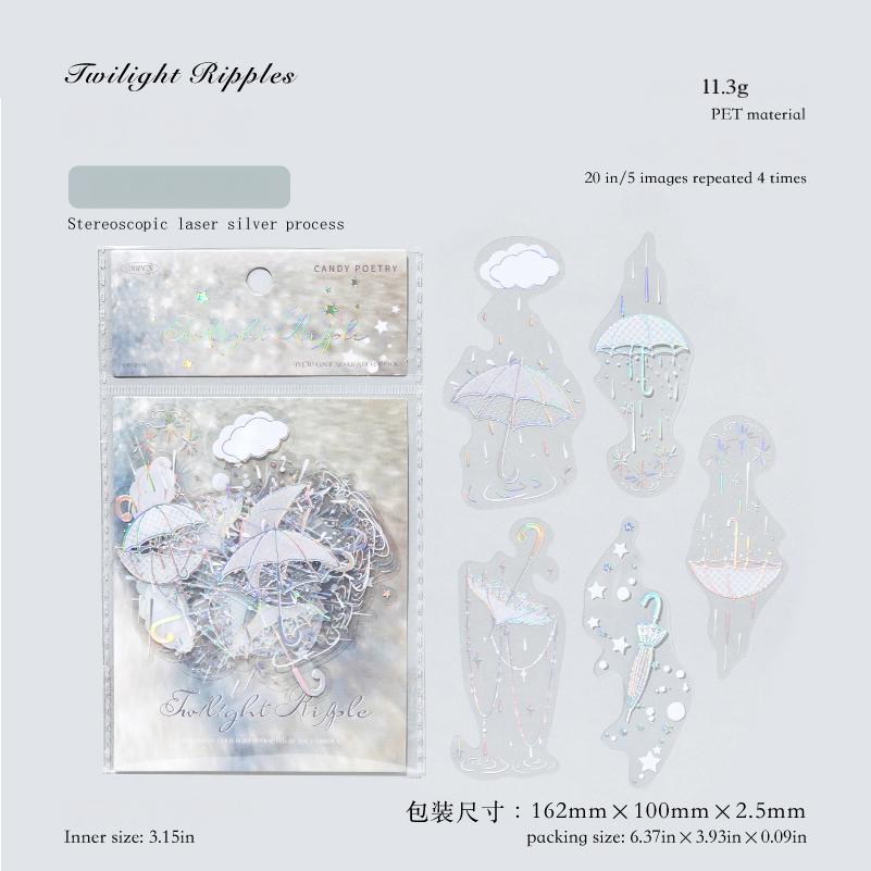 0828 Umbrella PET Sticker -20Pcs each pack