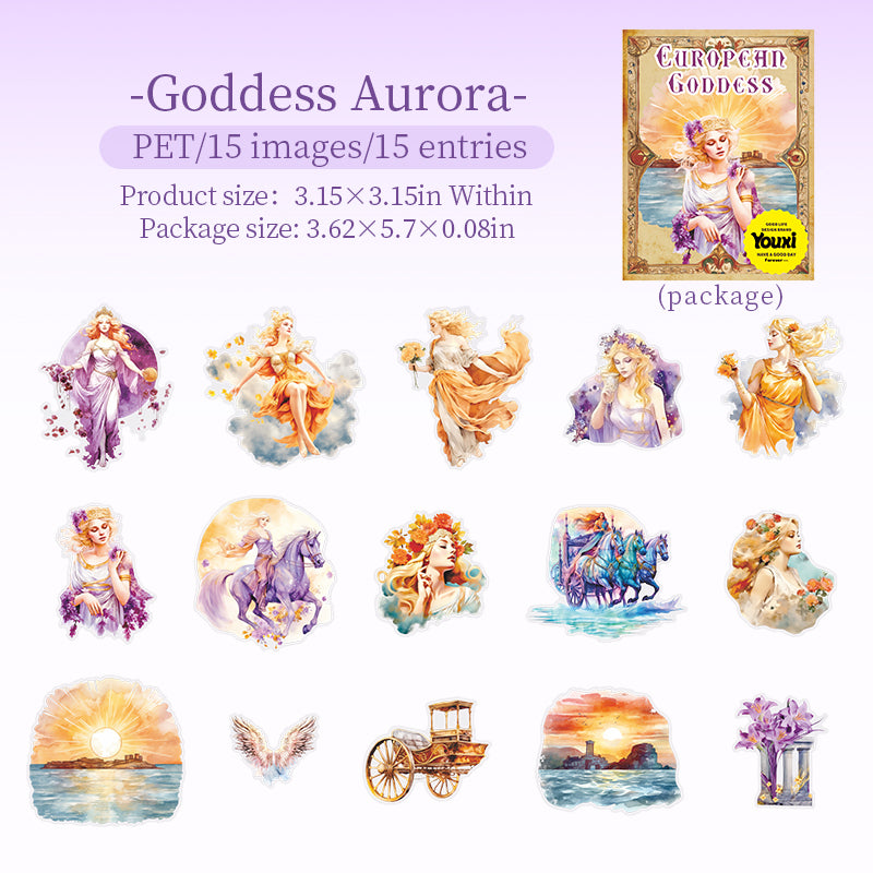 0826 Mythical goddess PET Sticker -15Pcs each pack