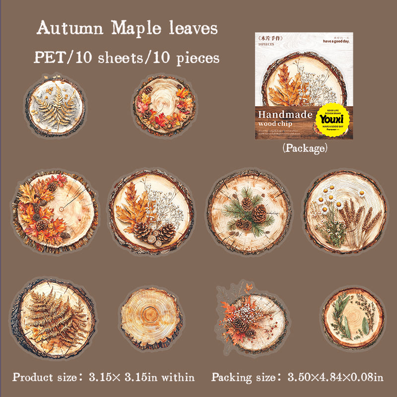 0529 Wood pile and plants PET Sticker -10Pcs each pack