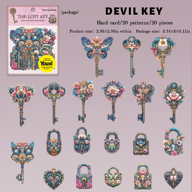 0807 Keys and locks cardstock Sticker -20Pcs each pack