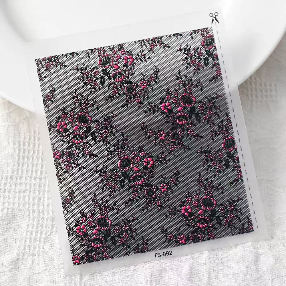 0620 M118- Lace and flowers Embossed Mini sticker 1 Pcs