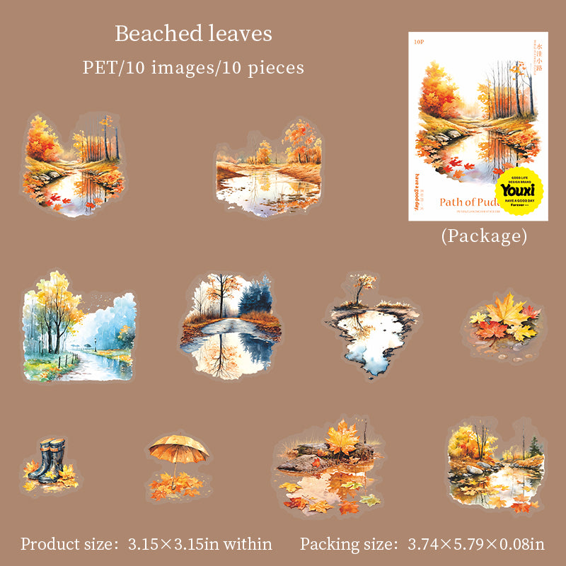 0807 Puddle path PET Sticker -10Pcs each pack