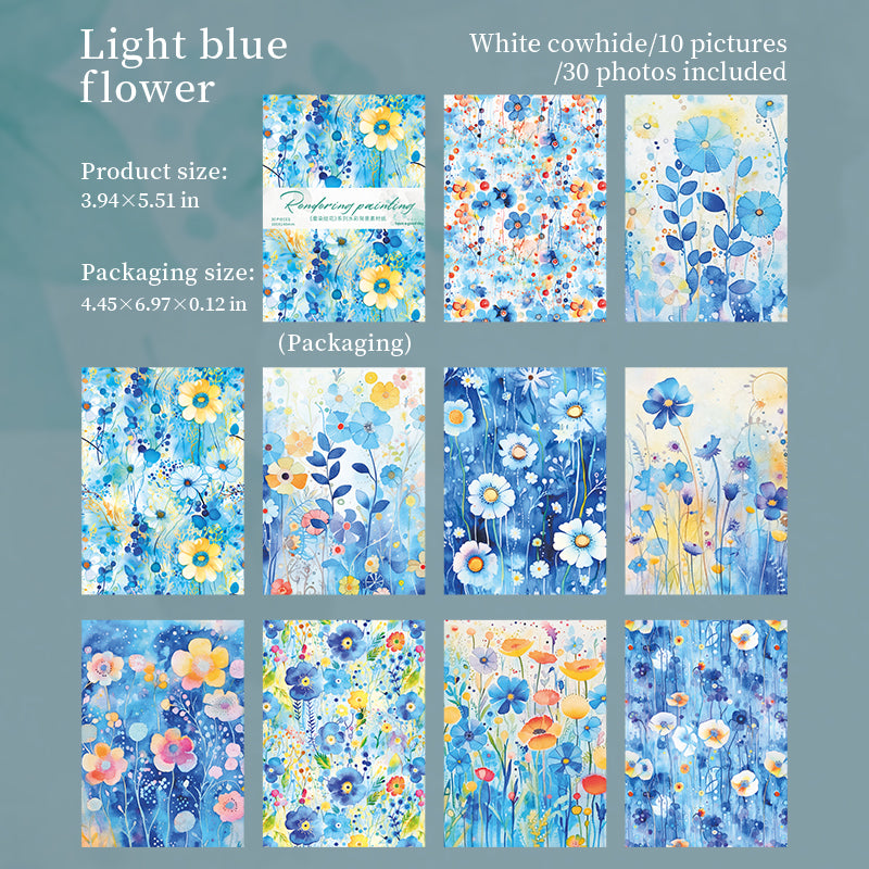 0826 Watercolor flowers Solid paper -30Pcs each pack