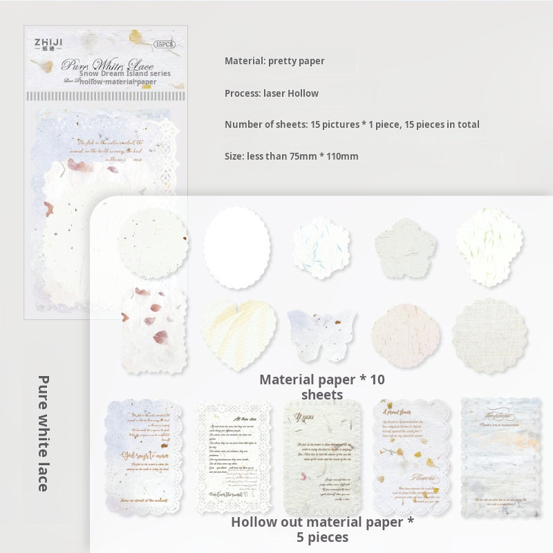 0520 Lace Dream Island Series die cut Paper -15Pcs each pack