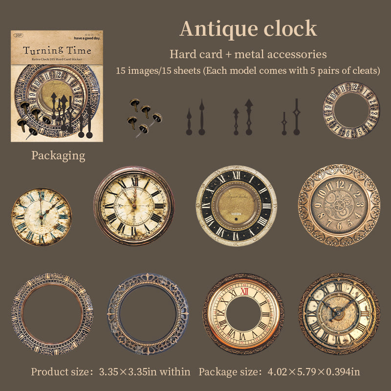 1126 Vintage clock cardstock sticker -20Pcs each pack