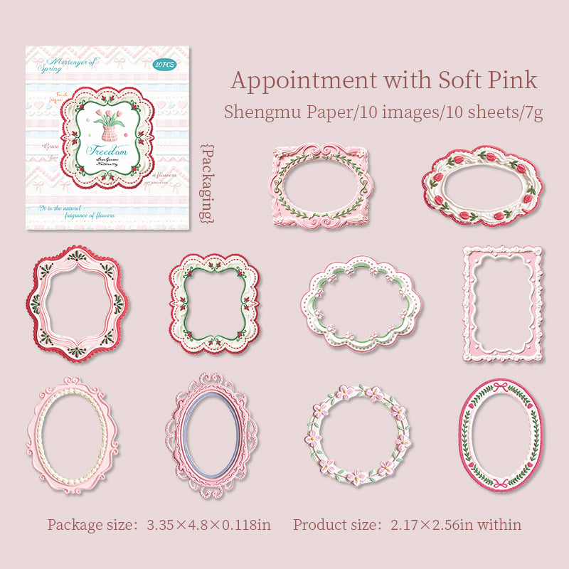 Frame Collection Paper Embossed Sticker -10Pcs each pack