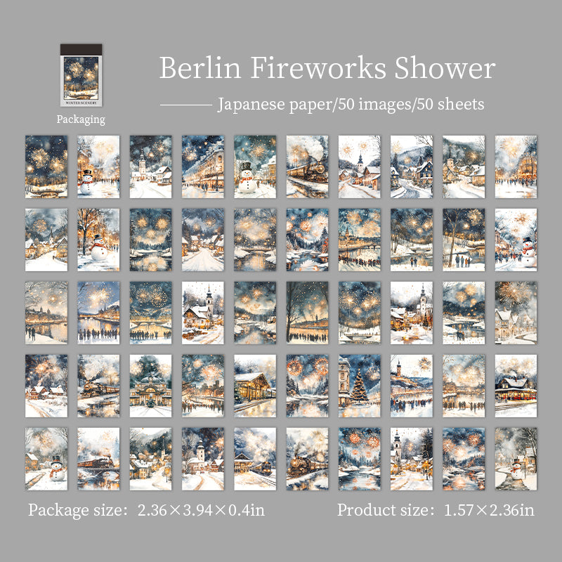 1101 Winter landscape Washi sticker book -50Pcs each pack