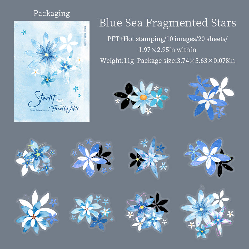 Starry Flower Wilds PET Stickers -20Pcs each pack
