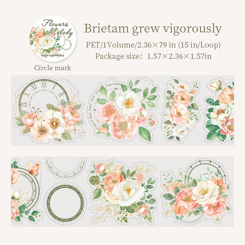 260130 The melody of blooming flowers PET Tape -6cm*2m