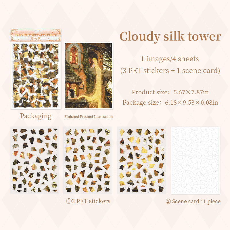 Fairy Tales Between Pages White Card & PET Sticker -4pcs each pack