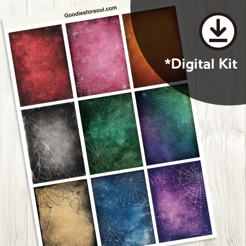 Colorful Spider Web  ATC Cards, 9 Designs Included, Instant Download Digital Kit for Art