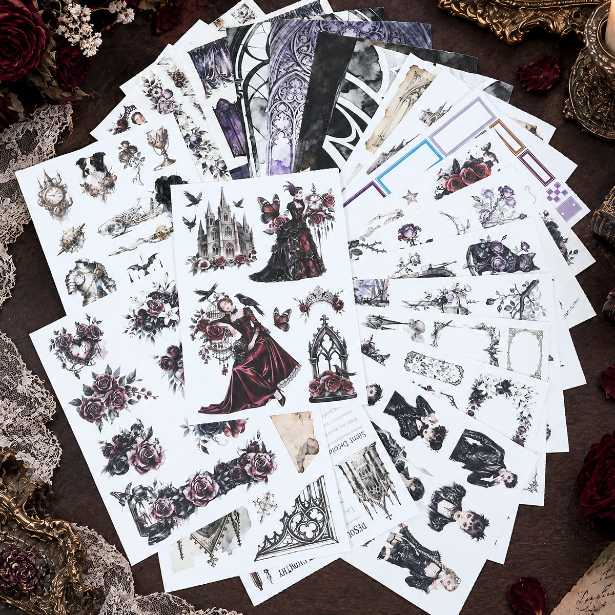 Gothic Rose Manor Sticker book -24Pcs each pack