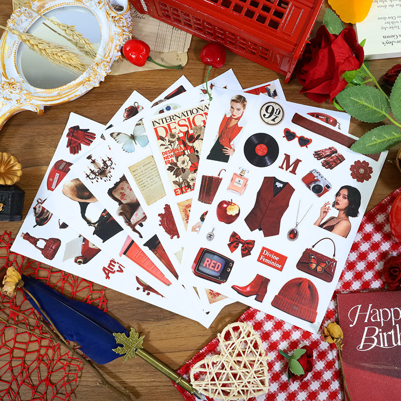 S-1406 Vintage red Sticker Book -20Pcs each pack