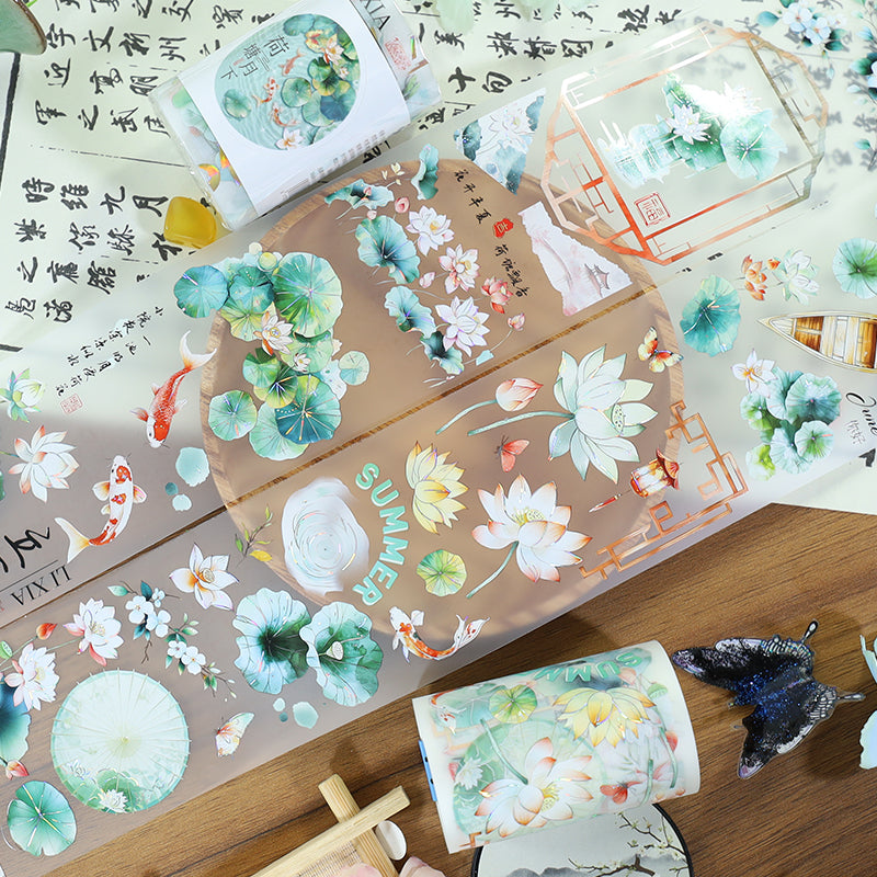 0710 T-286 Lotus pond underthe moon PET tape -6cm*2m