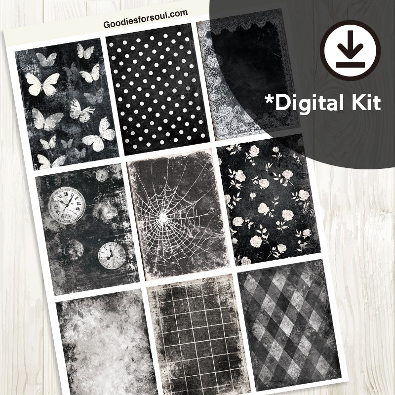 Dark gray aesthetic ATC Cards, 9 Designs Included, Instant Download Digital Kit for Art