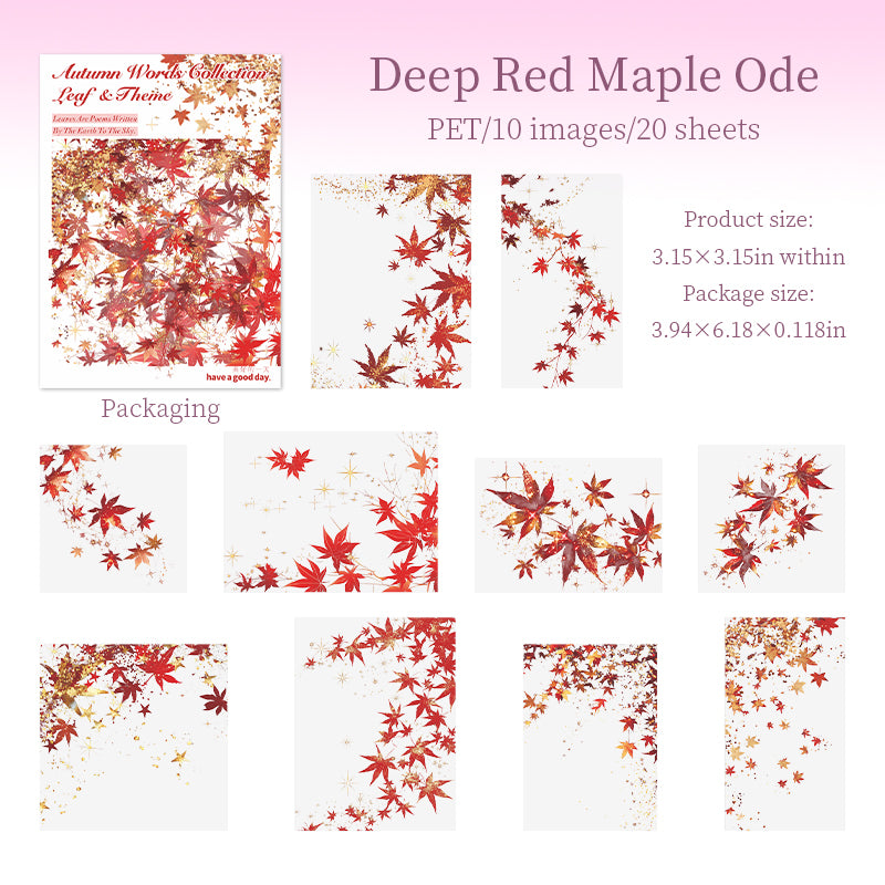 0916 Autumn maple leaves PET Sticker -20Pcs each pack