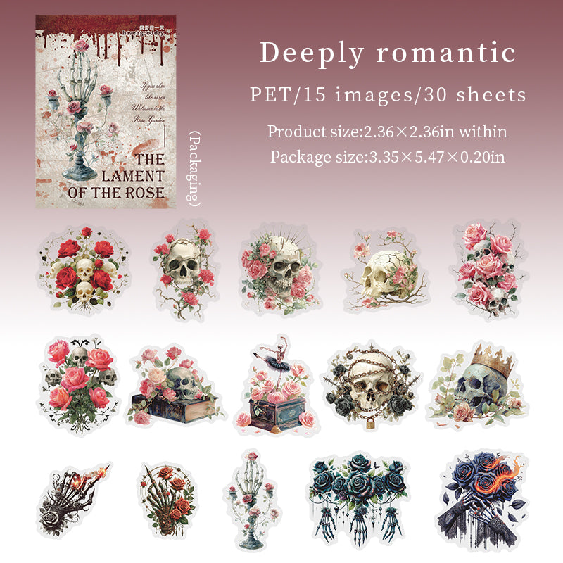 1205 Dark Gothic rose PET sticker -30Pcs each pack