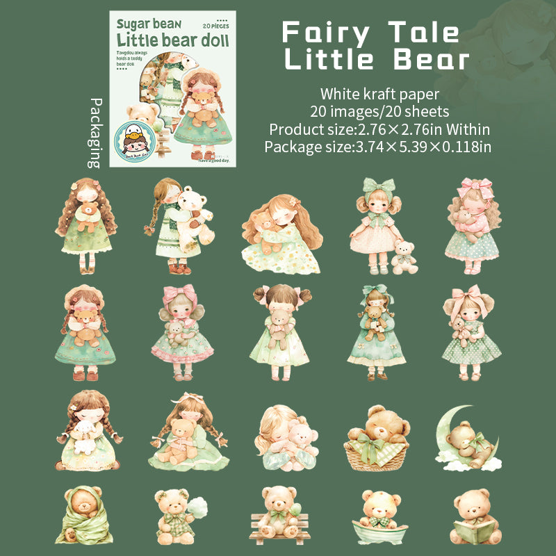 0812 Sugar bean little bear doll Sticker -20Pcs each pack