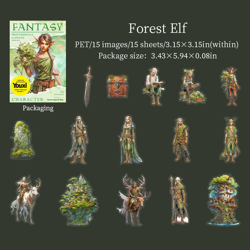 0623 Vintage figure PET Stickers -15Pcs each pack