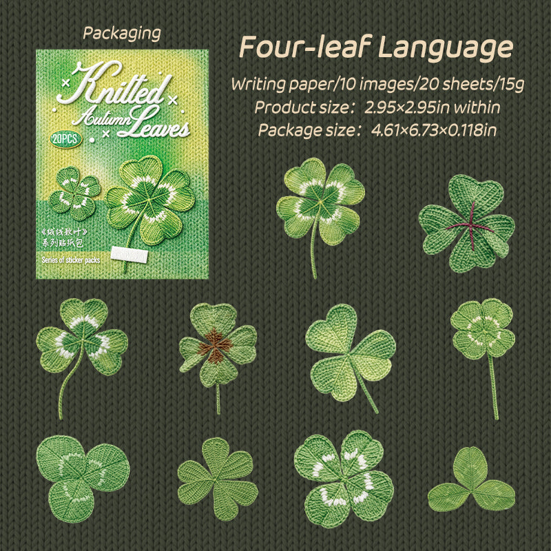 Knitted Autumn Leaves Writing paper Stickers -20Pcs each pack
