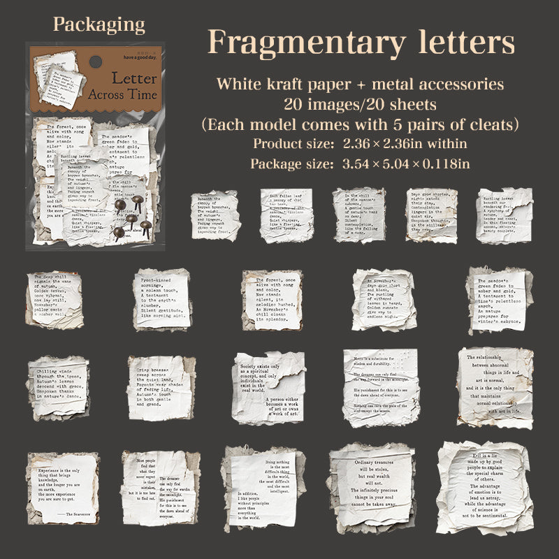 1022 Vintage book pages Solid sticker -20Pcs each pack