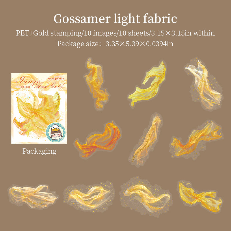 0807 Gilded gauze PET Sticker -10Pcs each pack