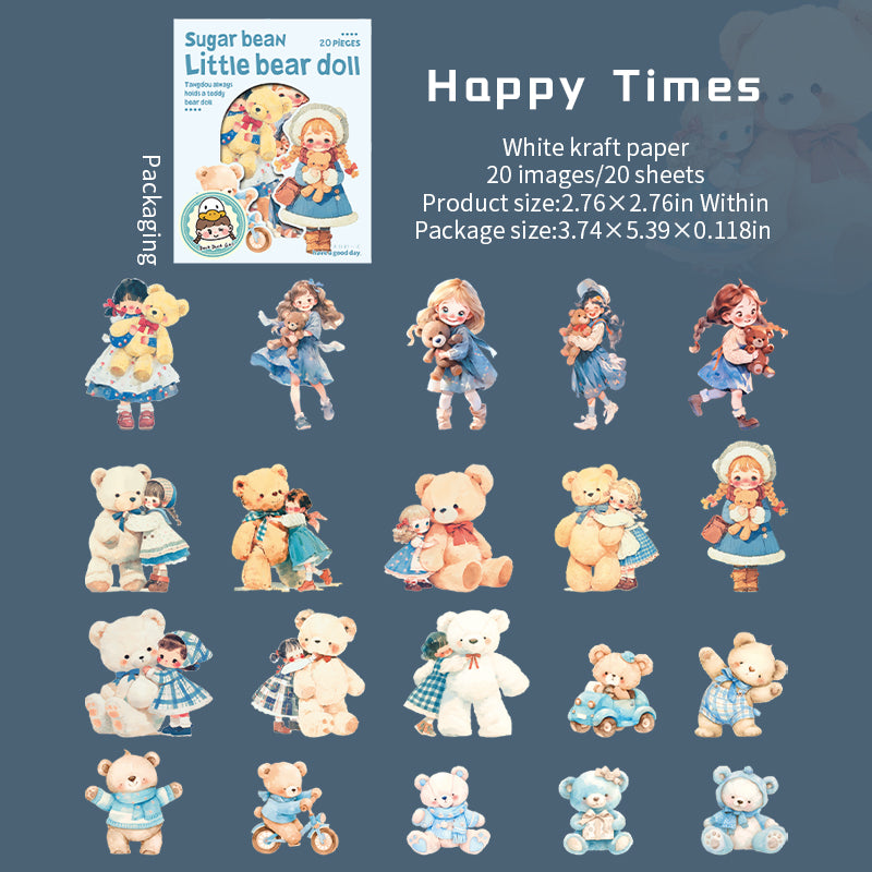0812 Sugar bean little bear doll Sticker -20Pcs each pack