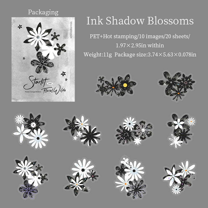 Starry Flower Wilds PET Stickers -20Pcs each pack