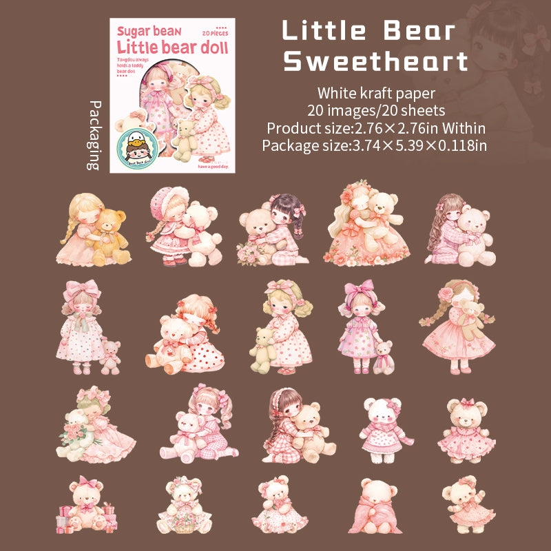 0812 Sugar bean little bear doll Sticker -20Pcs each pack