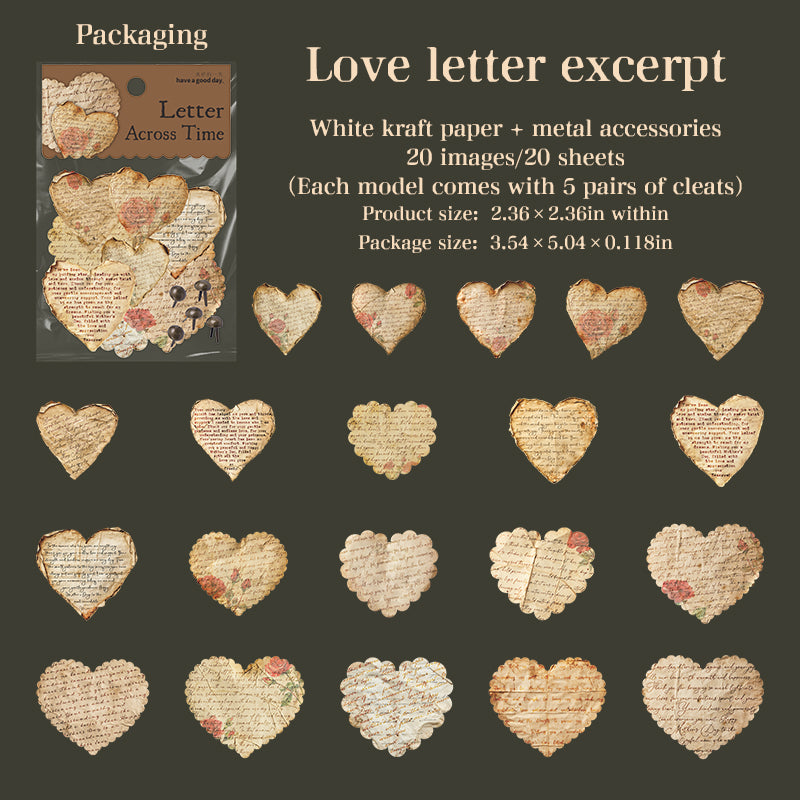 1022 Vintage book pages Solid sticker -20Pcs each pack