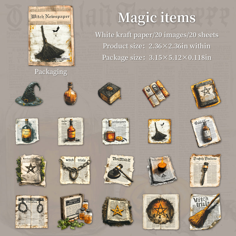 1224 Witch's Newspaper Solid sticker -20Pcs each pack