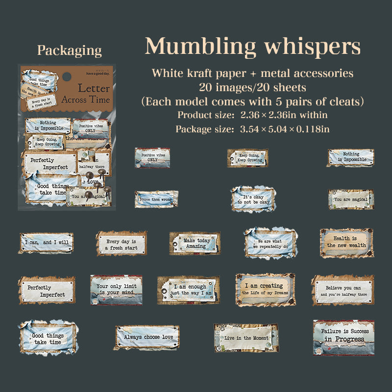 1022 Vintage book pages Solid sticker -20Pcs each pack