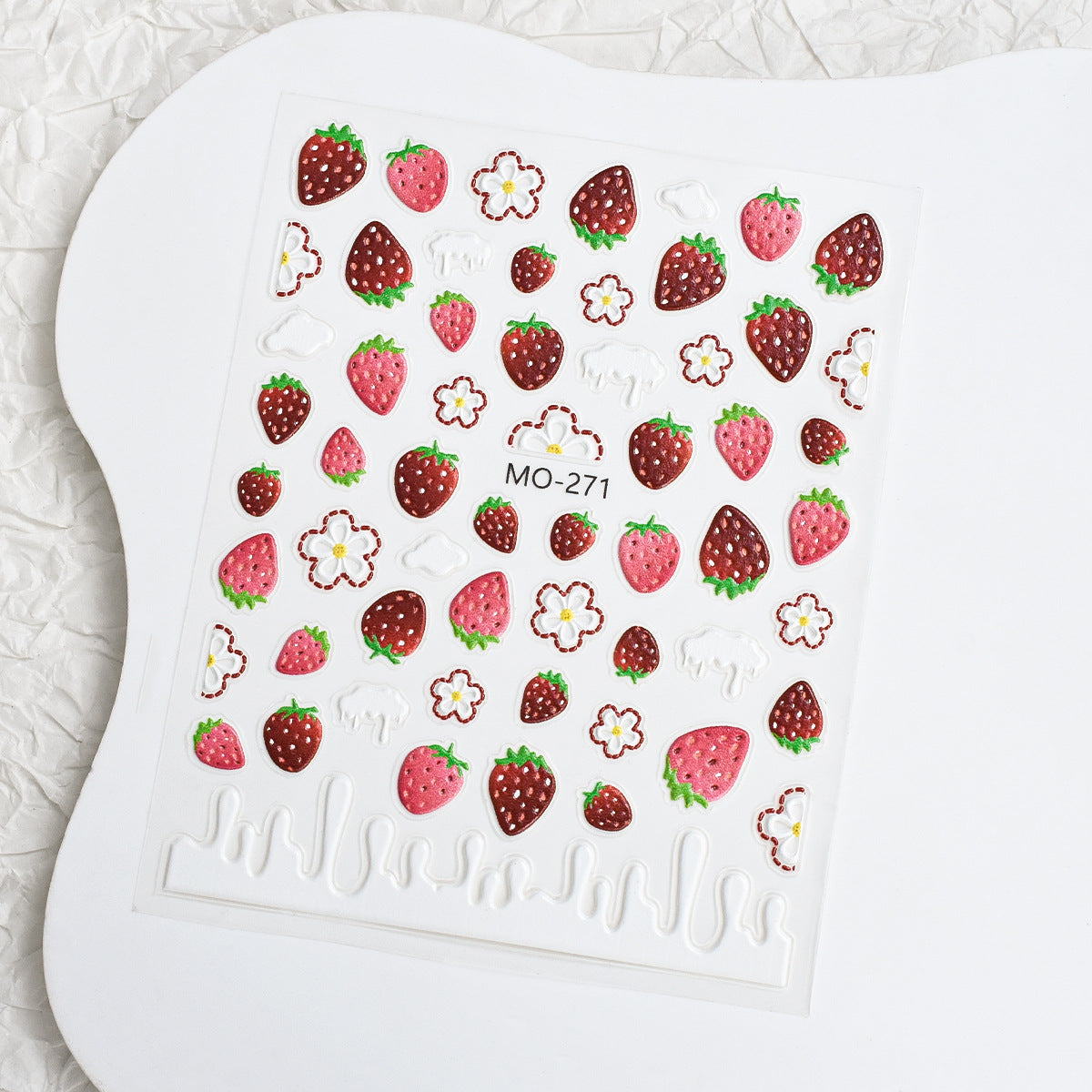 M-74- Strawberries Embossed Mini sticker 1 Pcs