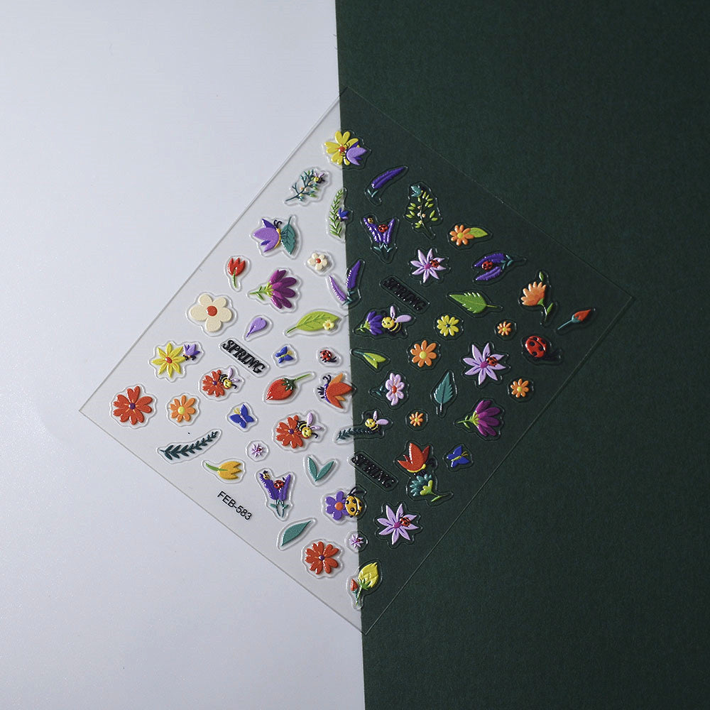 260413 M294- Plants and Flowers Embossed Mini sticker 1 Pcs