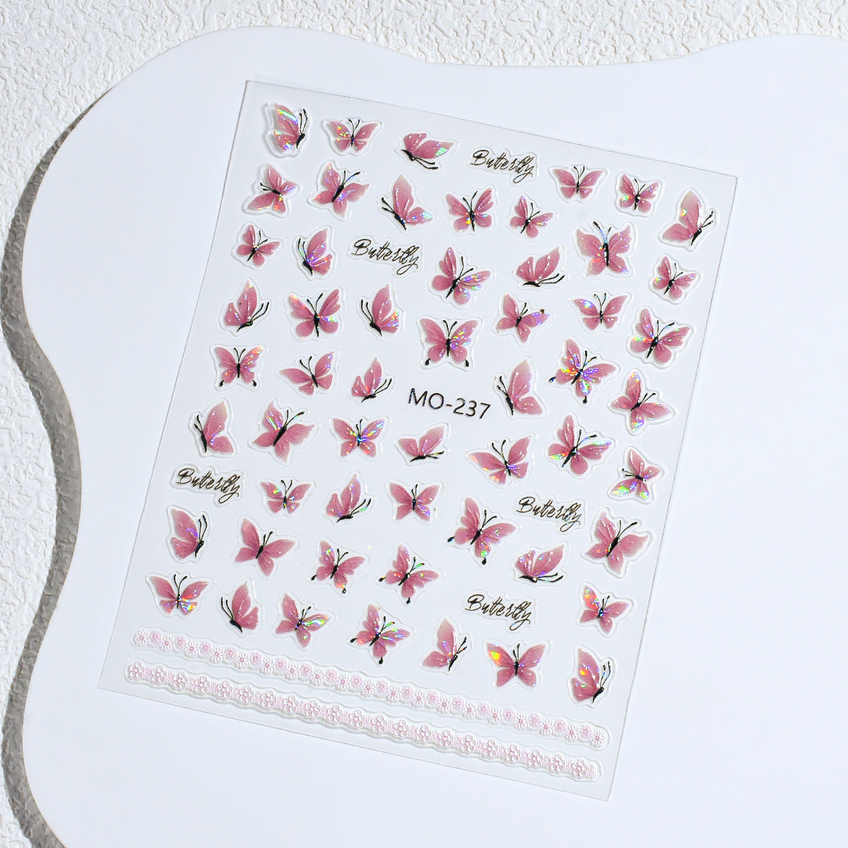 M-77- Pink Butterfly Embossed Mini sticker 1 Pcs
