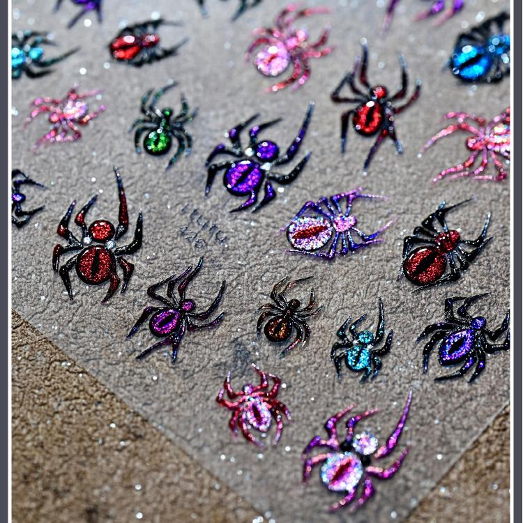 0913 M211- Spider Embossed Mini sticker 1 Pcs