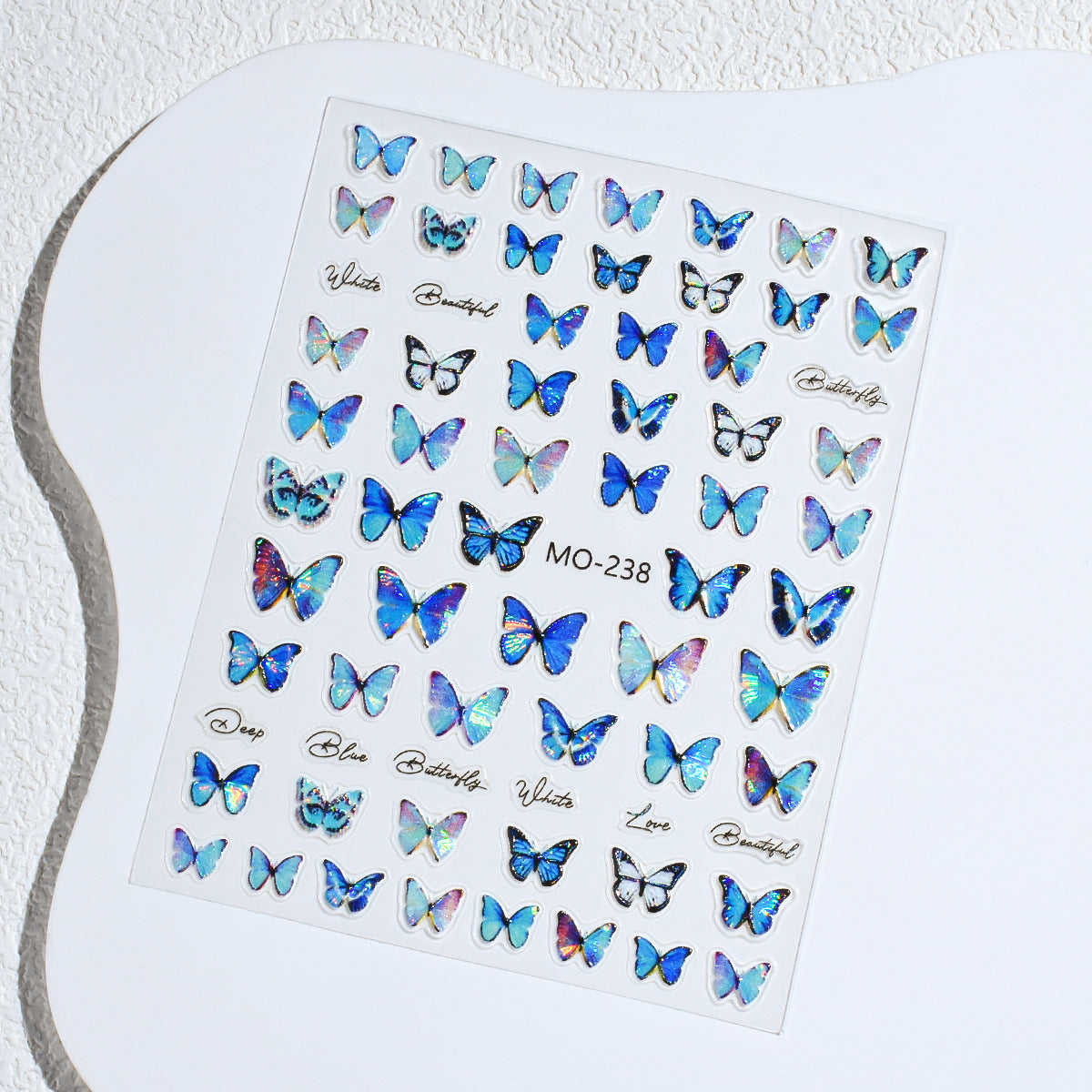 M-80- Blue Butterfly Embossed Mini sticker 1 Pcs
