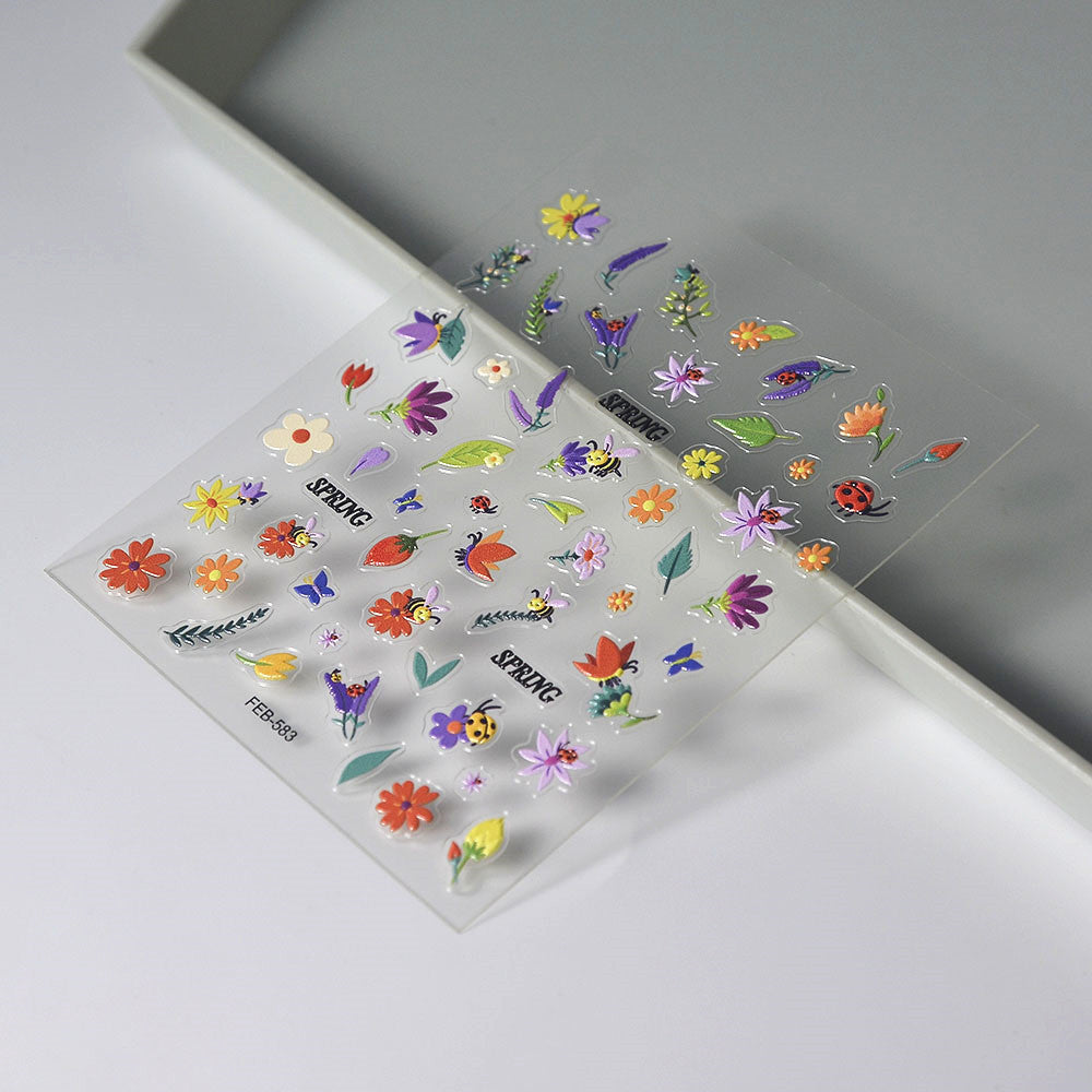 260413 M294- Plants and Flowers Embossed Mini sticker 1 Pcs