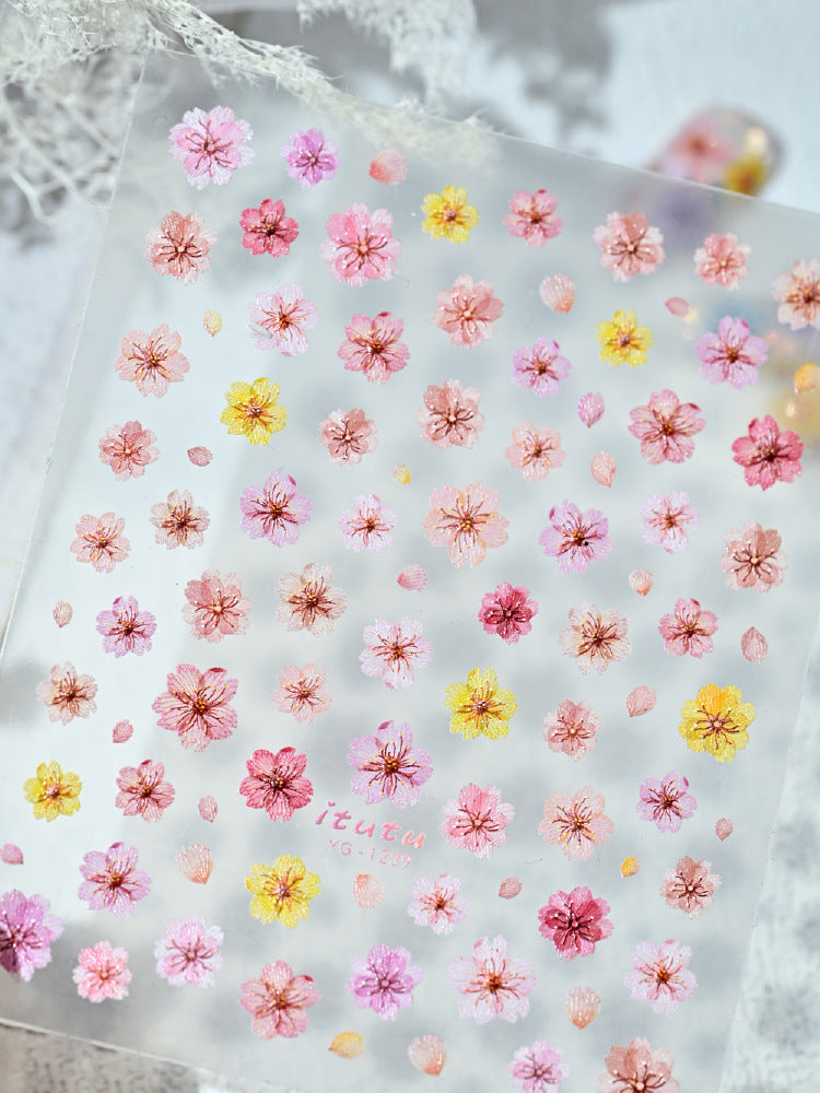 0913 M210- Dried flower Embossed Mini sticker 1 Pcs