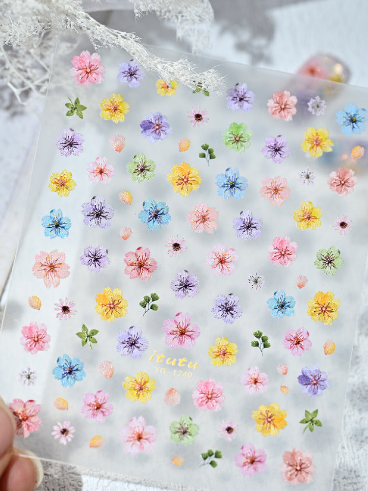 0913 M210- Dried flower Embossed Mini sticker 1 Pcs
