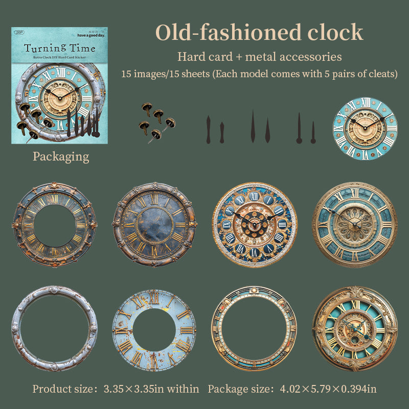1126 Vintage clock cardstock sticker -20Pcs each pack