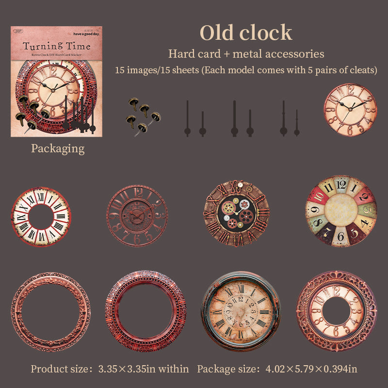 1126 Vintage clock cardstock sticker -20Pcs each pack